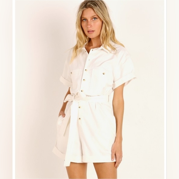 ROLLA’s‎ HORIZON PLAYSUIT IN VINTAGE WHITE Detachable waist tie  Side pockets XL - Picture 2 of 15